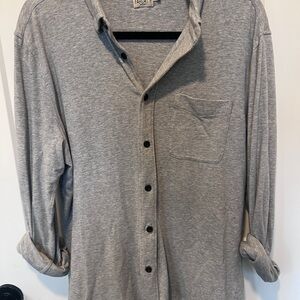 Faherty Brand Gray Knit Button Down Shirt Men’s Large - Cotton Casual Shirt
